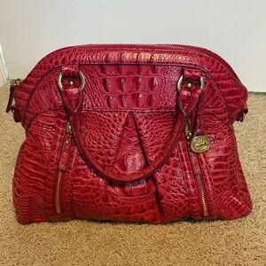 Rasberry pinky-red Croc-Embossed Satchel Handbag - Designer Style